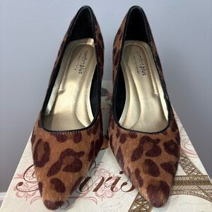 Comfort Plus by Predictions Leopard Skin Faux Fur Heels Size 6 NWOT Never Worn